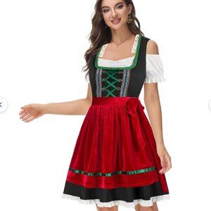 Kancy Kole Red Black and Green Oktoberfest Dirndl and Undershirt